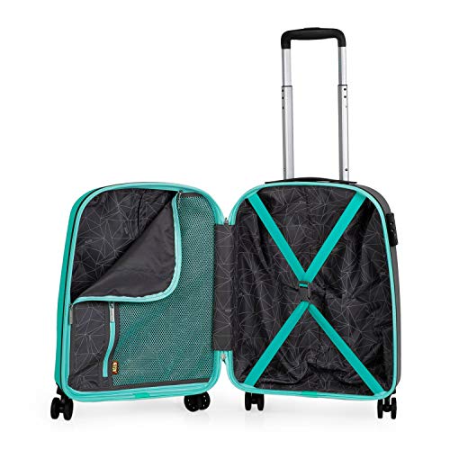 JASLEN - Maleta Pequeña de Viaje Cabina 55x40x20 4 Ruedas Trolley ABS. Equipaje de Mano. Rígida Fuerte Duradera y Ligera. Candado TSA Marca. 56550, Color Aguamarina-Plata