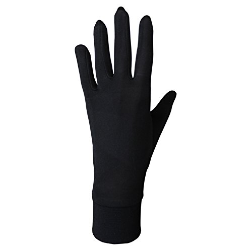 Jasmine Silk Guantes de Seda puras térmicas Guantes del Ciclo Liner Guante Interior Ski Bike Negro (Size: Extra Large 10.5-11.5 (from The Longest Finger Tips to The Wrist))