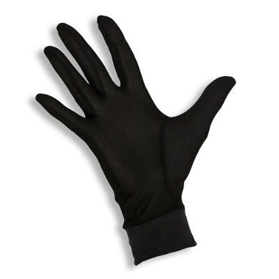 Jasmine Silk guantes de seda puras térmicas Guantes del ciclo Liner Guante Interior Ski Bike Negro (Size: Medium 8.5 - 9.5 (From the longest finger tips to the wrist))