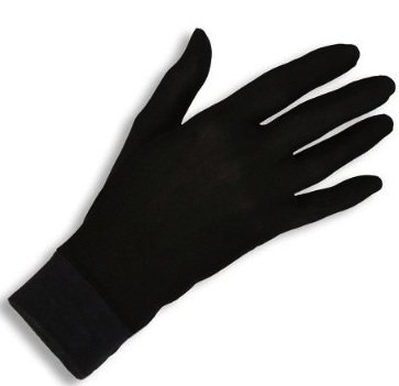 Jasmine Silk guantes de seda puras térmicas Guantes del ciclo Liner Guante Interior Ski Bike Negro (Size: Medium 8.5 - 9.5 (From the longest finger tips to the wrist))