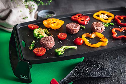 Jata GR195 Plancha de Asar Cocina por Igual en Toda la Superficie 46 x 25 cm Antiadherente Libre de PFOA Muy resistente al rayado Fácil limpieza con Bandeja Colectora de Salsas Jata GR195 Plancha de Asar Cocina por Igual en Toda la Superficie 46 x 25 cm Antiadherente Libre de PFOA Muy resistente al rayado Fácil limpieza con Bandeja Colectora de Salsas