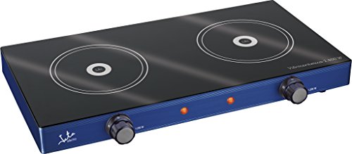 Jata V142 Cocina Eléctrica Vitrocerámica con Dos Placas de 16,5 cm Cuerpo Metálico 2 Termostatos Regulables de Temperatura 2400 W