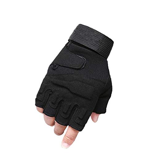 JBHURF Guantes Sin Dedos Para Hombre, Guantes De Combate De Medio Dedo Antideslizantes, Mitones De Tiro Militar, Lucha Contra Golpes Masculinos L Negro