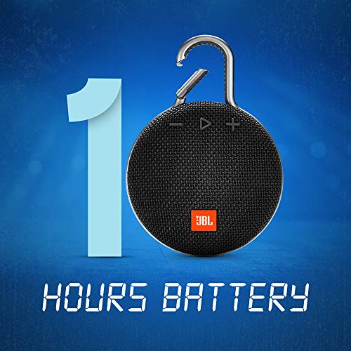 JBL Clip 3 - Altavoz inalámbrico portátil con Bluetooth, parlante resistente al agua (IPX7), hasta 10h de música continua, negro