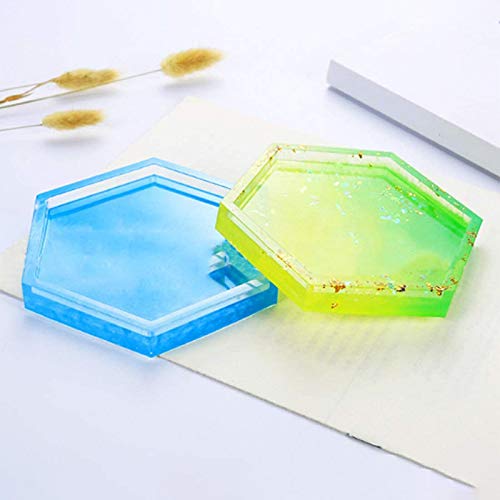 Jcevium 8 paquetes de posavasos hexagonales de silicona con forma de resina de resina de epoxi para fundir con resina, hormigón y cemento.