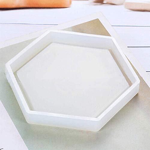 Jcevium 8 paquetes de posavasos hexagonales de silicona con forma de resina de resina de epoxi para fundir con resina, hormigón y cemento.