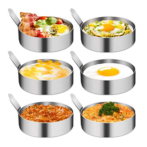 JDV 2/4 / 6 piezas de acero inoxidable para tortillas, hornear tortitas, tortitas, molde redondo para huevos con mango (2 unidades) JDV 2/4 / 6 piezas de acero inoxidable para tortillas, hornear tortitas, tortitas, molde redondo para huevos con mango (2 unidades)