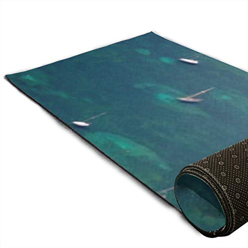 JDYPY Eco Friendly Fitness Exercise Mat with Carrying Strap View Sailboats Pollensa Bay Mallorca Pro Workout Mats For Home, Pilates and Floor Exercises