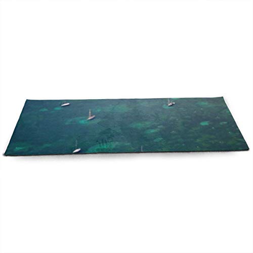 JDYPY Eco Friendly Fitness Exercise Mat with Carrying Strap View Sailboats Pollensa Bay Mallorca Pro Workout Mats For Home, Pilates and Floor Exercises