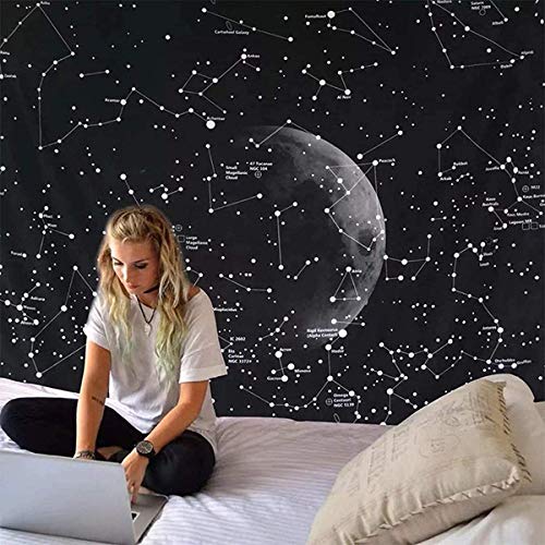 JEANGO Tapiz del Universo Estrellado decoración de Pared Toalla de Playa fotografía Fondo Tela Dormitorio Dormitorio Tela Colgante Galaxia Negra