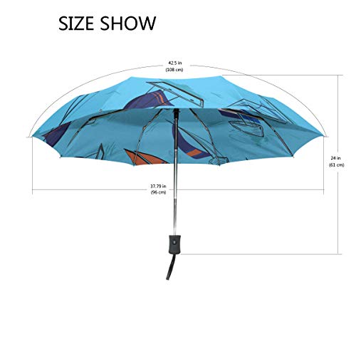 Jeansame Paraguas compacto plegable para barco de vela azul para embarcaciones, barcos y yates mediterráneos, para mujeres, hombres, niños y niñas