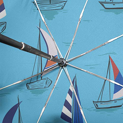 Jeansame Paraguas compacto plegable para barco de vela azul para embarcaciones, barcos y yates mediterráneos, para mujeres, hombres, niños y niñas
