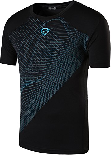 jeansian Hombres Verano Deportes Wicking Transpirable Quick Dry Short Sleeve T-Shirts Tops Running Training tee LSL069 Black XL