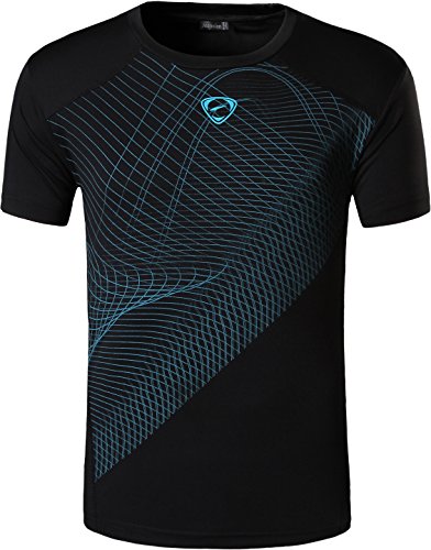 jeansian Hombres Verano Deportes Wicking Transpirable Quick Dry Short Sleeve T-Shirts Tops Running Training tee LSL069 Black XL
