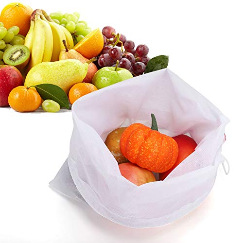 Jeffergarden 5 Piezas Multifuncional Reutilizable Plegable Fruta Vegetal Caramelo Malla Almacenamiento Bolsa de Compras con cordón para Viajes y al Aire Libre(Aleatorio)