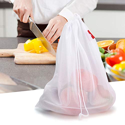 Jeffergarden 5 Piezas Multifuncional Reutilizable Plegable Fruta Vegetal Caramelo Malla Almacenamiento Bolsa de Compras con cordón para Viajes y al Aire Libre(Aleatorio)