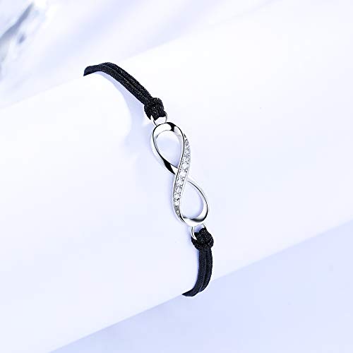 J.Endéar Infinito Amor Amistad Filigrana Cordón Pulsera Regalo para Mujeres Niñas 24cm Ajustable, Hecho a Mano