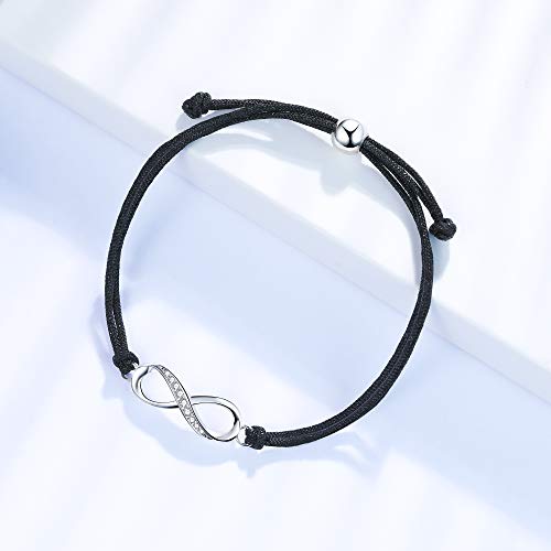 J.Endéar Infinito Amor Amistad Filigrana Cordón Pulsera Regalo para Mujeres Niñas 24cm Ajustable, Hecho a Mano