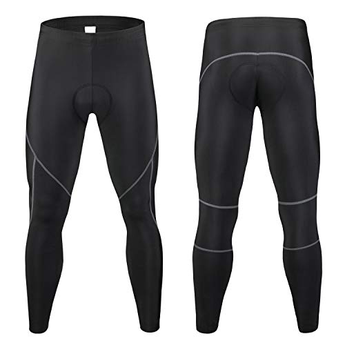 JEPOZRA Pantalones de ciclismo de invierno para hombre, largos con acolchado de gel 4D, para bicicleta de montaña, transpirables, de compresión, térmicos, pantalones deportivos, Hombre, Negro , M