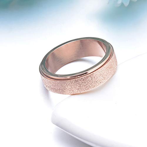 JER Anillo ráfaga de la Arena Acabado de Oro Rosa de Acero Titanium Anillos giratorios Inoxidable de la Manera Spinner Hombres de Las Mujeres 8 JER Anillo ráfaga de la Arena Acabado de Oro Rosa de Acero Titanium Anillos giratorios Inoxidable de la Manera Spinner Hombres de Las Mujeres 8