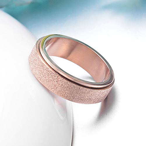 JER Anillo ráfaga de la Arena Acabado de Oro Rosa de Acero Titanium Anillos giratorios Inoxidable de la Manera Spinner Hombres de Las Mujeres 8