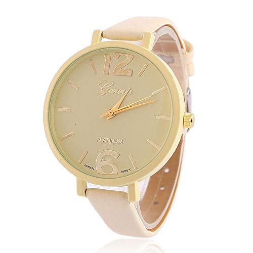 JER Simple de la Manera del Reloj Ultra-Delgado Gran dial del análogo de Cuarzo Fino de Cuero de la Correa de Reloj de Pulsera para la Mujer de Color Blanco Crema (con batería) JER Simple de la Manera del Reloj Ultra-Delgado Gran dial del análogo de Cuarzo Fino de Cuero de la Correa de Reloj de Pulsera para la Mujer de Color Blanco Crema (con batería)