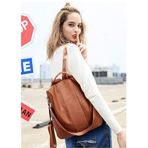 JERFER Mochila Antirrobo Mujer Bolso Casual Salvaje Piel Suave Uso Dual Mochila Pequeña