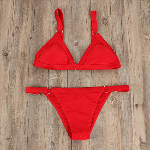 JERFER Ropa de Playa Mujer Bandeau Vendaje Conjunto Bikini Hacer Subir Traje de Baño Brasileño Swimsuit