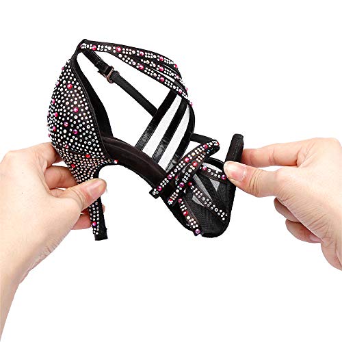 Jerilla Zapatos de Baile de salón para Mujer Sandalias de pedrería de satén para la Fiesta Boda Moderna Latina Salsa Jerilla Zapatos de Baile de salón para Mujer Sandalias de pedrería de satén para la Fiesta Boda Moderna Latina Salsa