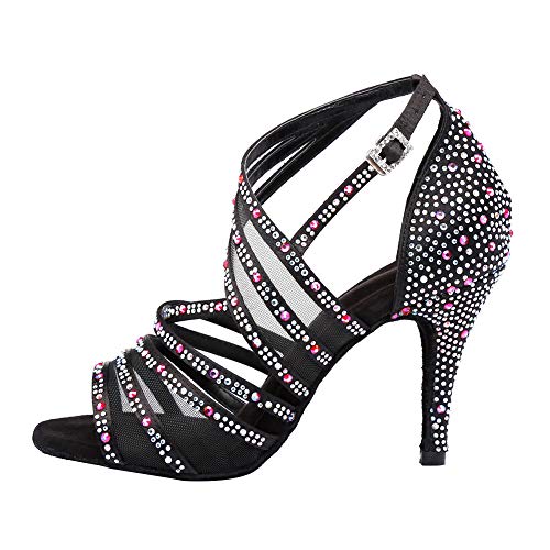 Jerilla Zapatos de Baile de salón para Mujer Sandalias de pedrería de satén para la Fiesta Boda Moderna Latina Salsa Jerilla Zapatos de Baile de salón para Mujer Sandalias de pedrería de satén para la Fiesta Boda Moderna Latina Salsa