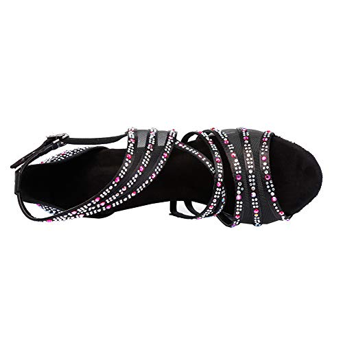 Jerilla Zapatos de Baile de salón para Mujer Sandalias de pedrería de satén para la Fiesta Boda Moderna Latina Salsa Jerilla Zapatos de Baile de salón para Mujer Sandalias de pedrería de satén para la Fiesta Boda Moderna Latina Salsa