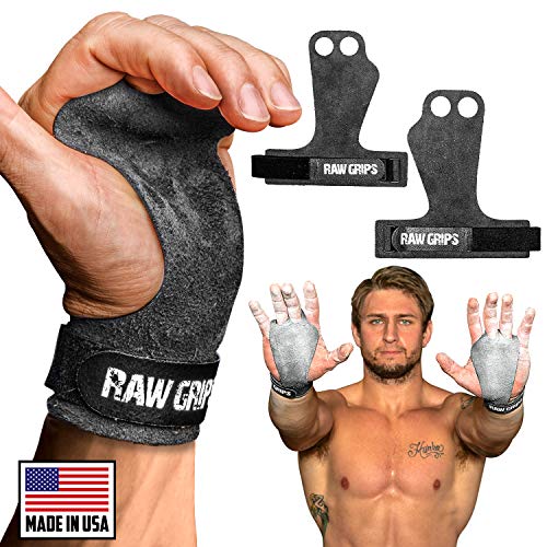 JerkFit Raw Grips, 2 Dedos de Cuero Gimnasia agarres con Protección Completa de la Palma de la Mano (M)