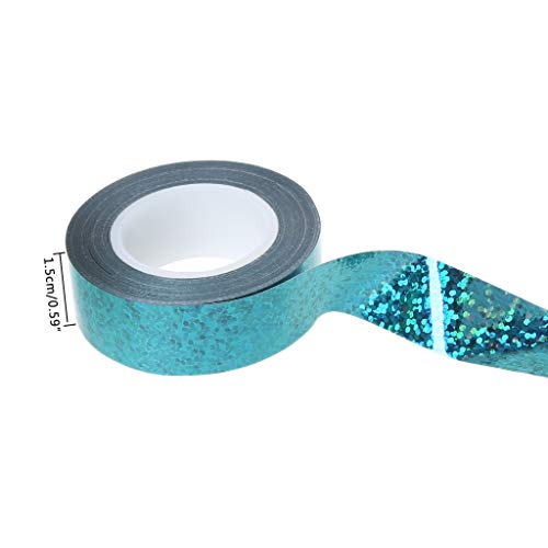 JERKKY Gimnasia rítmica Adorno de Cinta con Brillo holográfico Stick Stick Accesorio Azul