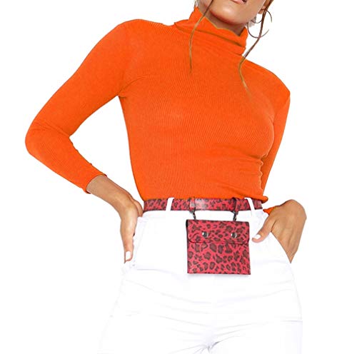 Jersey Acanalado para Mujer - Cuello de Cisne y Manga Larga - Algodón - Naranja - M/L - UK 12-14/EU 40-42 Jersey Acanalado para Mujer - Cuello de Cisne y Manga Larga - Algodón - Naranja - M/L - UK 12-14/EU 40-42