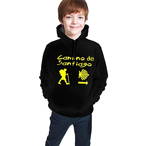 Jersey Infantil Unisex Camino De Santiago Compostela Teen Hooded Sweate Fashion Negro