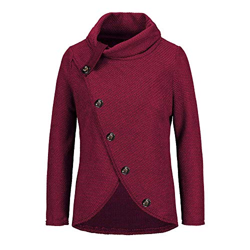 Jerseys De Punto para Mujer Cuello de Tortuga Manga Larga Suelto Prendas de Punto Suéter Irregular Jerséis Collar de la Pila Tops Cálido Otoño Invierno riou (z-Wine Red, L) Jerseys De Punto para Mujer Cuello de Tortuga Manga Larga Suelto Prendas de Punto Suéter Irregular Jerséis Collar de la Pila Tops Cálido Otoño Invierno riou (z-Wine Red, L)