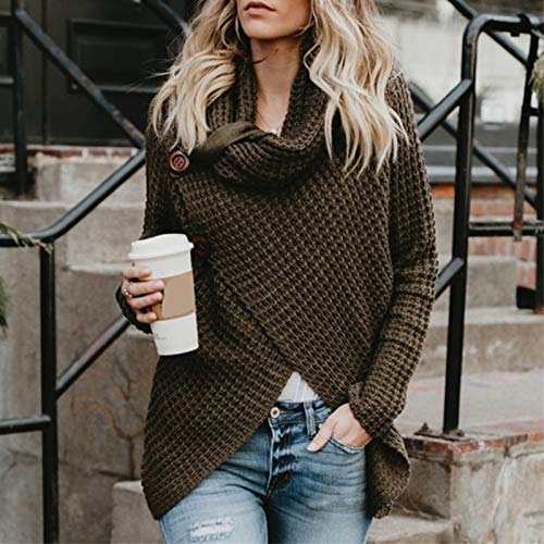 Jerseys De Punto para Mujer Cuello de Tortuga Manga Larga Suelto Prendas de Punto Suéter Irregular Jerséis Collar de la Pila Tops Cálido Otoño Invierno riou Jerseys De Punto para Mujer Cuello de Tortuga Manga Larga Suelto Prendas de Punto Suéter Irregular Jerséis Collar de la Pila Tops Cálido Otoño Invierno riou