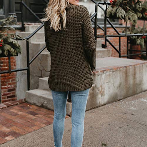 Jerseys De Punto para Mujer Cuello de Tortuga Manga Larga Suelto Prendas de Punto Suéter Irregular Jerséis Collar de la Pila Tops Cálido Otoño Invierno riou Jerseys De Punto para Mujer Cuello de Tortuga Manga Larga Suelto Prendas de Punto Suéter Irregular Jerséis Collar de la Pila Tops Cálido Otoño Invierno riou