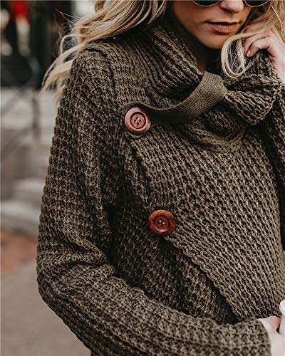 Jerseys De Punto para Mujer Cuello de Tortuga Manga Larga Suelto Prendas de Punto Suéter Irregular Jerséis Collar de la Pila Tops Cálido Otoño Invierno riou Jerseys De Punto para Mujer Cuello de Tortuga Manga Larga Suelto Prendas de Punto Suéter Irregular Jerséis Collar de la Pila Tops Cálido Otoño Invierno riou