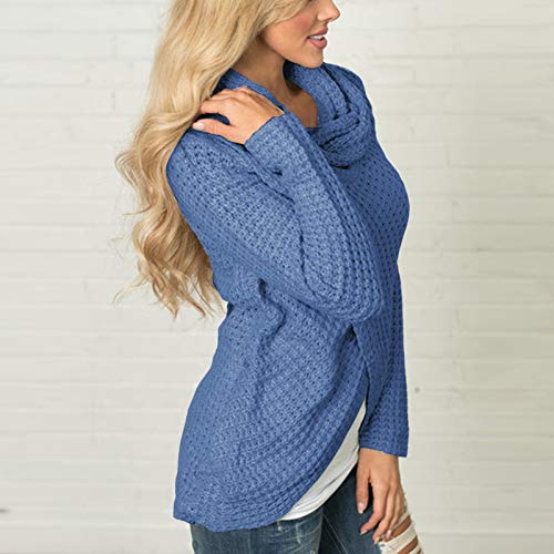 Jerseys De Punto para Mujer Cuello de Tortuga Manga Larga Suelto Prendas de Punto Suéter Irregular Jerséis Collar de la Pila Tops Cálido Otoño Invierno riou Jerseys De Punto para Mujer Cuello de Tortuga Manga Larga Suelto Prendas de Punto Suéter Irregular Jerséis Collar de la Pila Tops Cálido Otoño Invierno riou