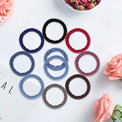 JessLab Ligas para el Cabello, 40 Pcs Extra Grueso Cintas para el Pelo Sin Daños Hair Ties Hair Bands Elástico Titular de Cola de Caballo para Mujeres Niñas, Colores Surtidos