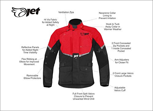 JET Chaqueta Moto Hombre Textil Impermeable con Armadura Tourer (L (EU 50-52), Rojo)