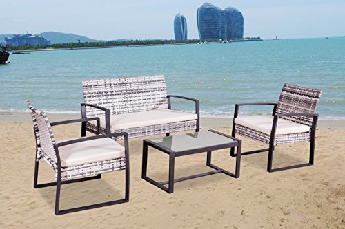 Jet-line Conjunto de Muebles Lounge Salamanca en Gris Poli-ratán Juego de Muebles de Jardin Enrollado a Mano para 4 Personas con Mesa para balcón azotea terraza Patio jardín Jet-line Conjunto de Muebles Lounge Salamanca en Gris Poli-ratán Juego de Muebles de Jardin Enrollado a Mano para 4 Personas con Mesa para balcón azotea terraza Patio jardín