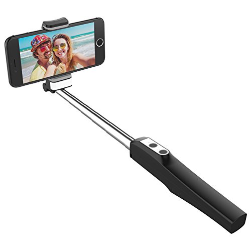 JETech Palo Selfie Bluetooth Monopod Extensible Selfie Stick con LED Luz Suave y Espejo para iPhone X/8/7/7P/6/6P/SE, Samsung Galaxy S5/S6/S7/S8, Google, LG V20, Huawei y Más Smartphones