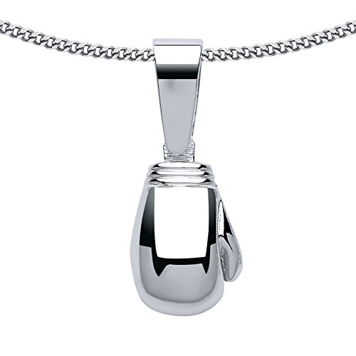 Jewelco Europa Collar con colgante de guante de boxeo sólido de plata de ley chapada en rodio para hombre, 20 pulgadas Jewelco Europa Collar con colgante de guante de boxeo sólido de plata de ley chapada en rodio para hombre, 20 pulgadas