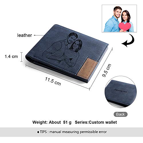 jewelora Cartera Billetera Personalizado de Foto Hombre Plegable Cuero Regalo Cartera de Cuero para Hombre Regalo para él Pareja Novio Esposo Papá Hijo Familia Hermano en Aniversario Cumpleaños