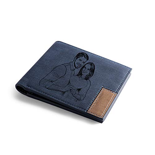 jewelora Cartera Billetera Personalizado de Foto Hombre Plegable Cuero Regalo Cartera de Cuero para Hombre Regalo para él Pareja Novio Esposo Papá Hijo Familia Hermano en Aniversario Cumpleaños