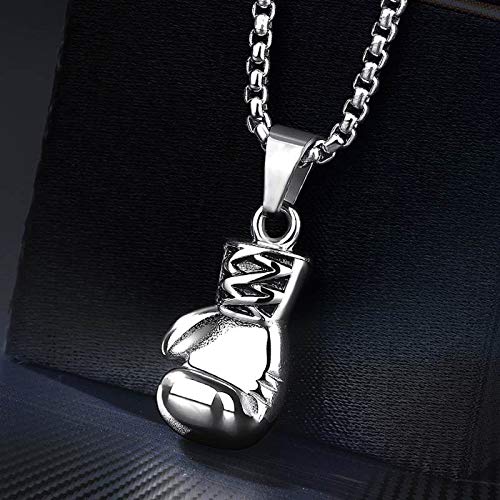 JewelryWe Collar para Hombre, Acero Inoxidable Golden para Hombre Guantes de Boxeo Colgante Collares Motorista de Carreras con 55,88 cm Cadena, Plateado y Negro Dorado,Regalos para Navidad Cumpleaños JewelryWe Collar para Hombre, Acero Inoxidable Golden para Hombre Guantes de Boxeo Colgante Collares Motorista de Carreras con 55,88 cm Cadena, Plateado y Negro Dorado,Regalos para Navidad Cumpleaños