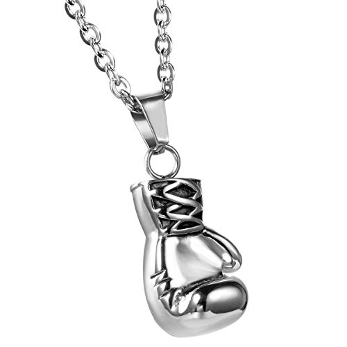 JewelryWe Collar para Hombre, Acero Inoxidable Golden para Hombre Guantes de Boxeo Colgante Collares Motorista de Carreras con 55,88 cm Cadena, Plateado y Negro Dorado,Regalos para Navidad Cumpleaños JewelryWe Collar para Hombre, Acero Inoxidable Golden para Hombre Guantes de Boxeo Colgante Collares Motorista de Carreras con 55,88 cm Cadena, Plateado y Negro Dorado,Regalos para Navidad Cumpleaños