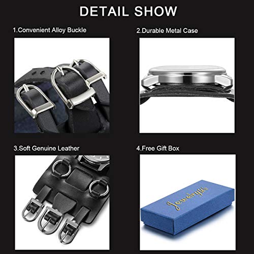 JewelryWe Reloj de Pulsera Grande Negro de Estilo Gótico Punky Hip-Hop para Hombres Chicos, Correa de Cuero Ancha de Moda Retro Punk Rock, Regalos Dia del Padre Originales JewelryWe Reloj de Pulsera Grande Negro de Estilo Gótico Punky Hip-Hop para Hombres Chicos, Correa de Cuero Ancha de Moda Retro Punk Rock, Regalos Dia del Padre Originales